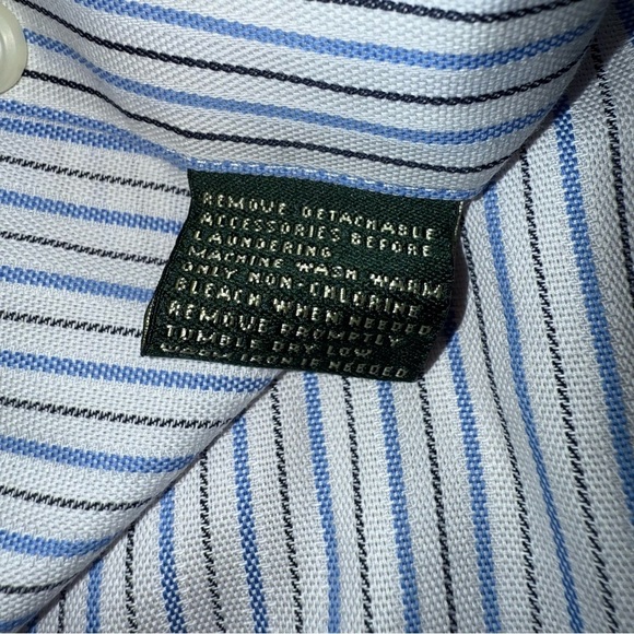 Lauren Ralph Lauren White w/ Blue Pinstripes - 16.5 in - Picture 3 of 7